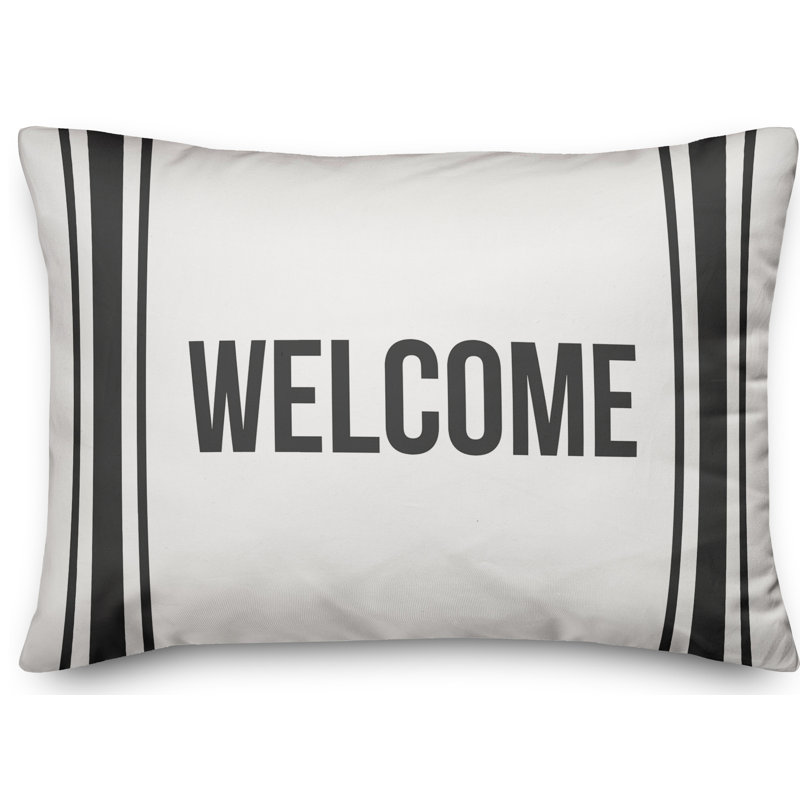 Textual Outdoor Throw Pillow, Charcoal