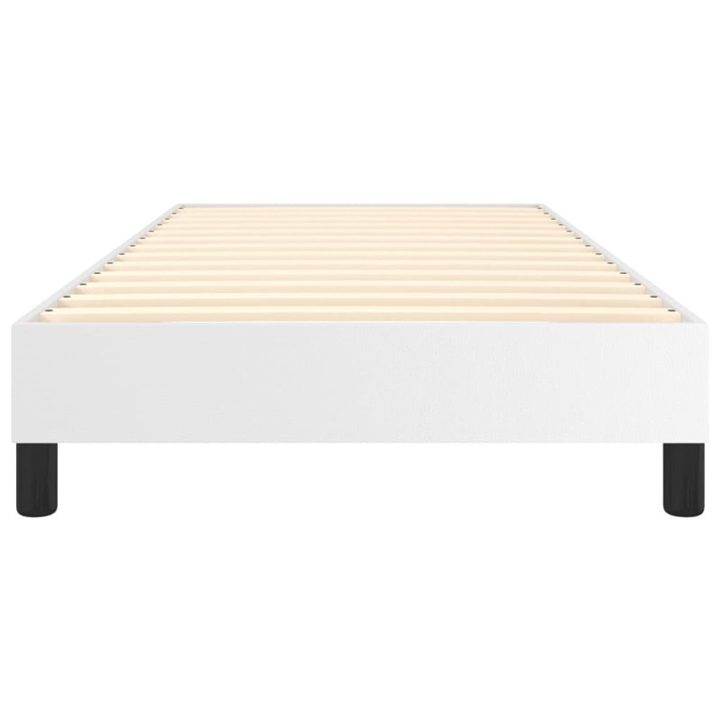 Box Spring Bed Frame White Twin XL Faux Leather , White, Twin XL