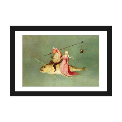 «Détail d'un couple chevauchant un poisson, la tentation de Saint-Antoine», reproduction sur toile