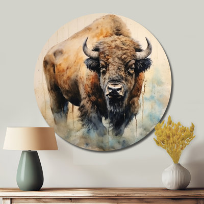 Buffalo Majesty - Animals Round Metal Art