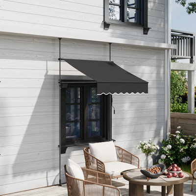 Living And Home 115cm D Polyester Cover Retractable Patio Awning