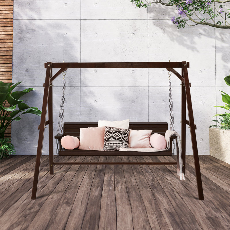 Balancelle de véranda d'extérieur en bois brun clair de 6,9 pi (sans balançoire)