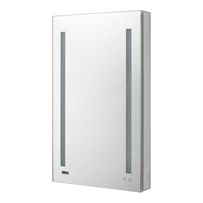 Armoire à pharmacie avec désembueur à DEL, l 24 po x H 40 po x P 5 po Schoffer, prises électriques, horloge numérique, gradateur, miroir grossissant à DEL réglable 3X