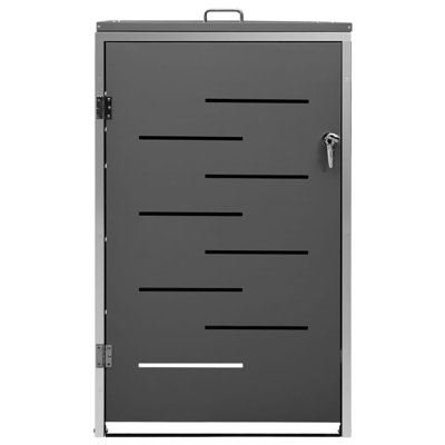 Single Wheelie Bin Shed 27.2 x 30.5 x 44.3 in Stainless Steel Outdoor Trash Bin Enclosure