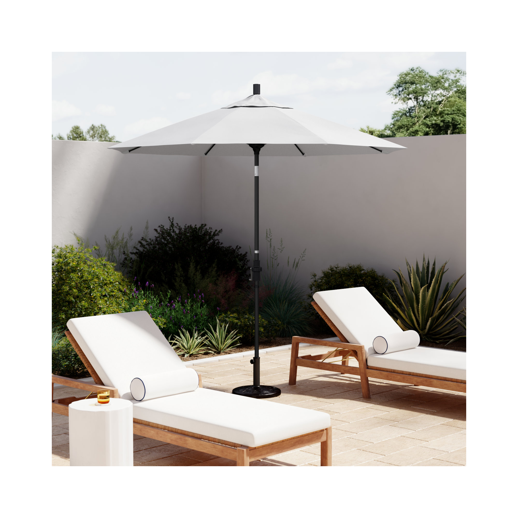 Roverta 9' Market Sunbrella® Umbrella, Canvas Natural Sunbrella® Canvas, Black