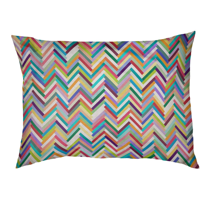 Coussin décoratif à chevrons, Petit (L 18 po x l 28 po), Arc-en-ciel, Utilisation intérieure seulement