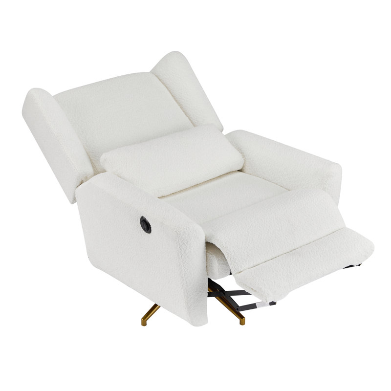 Karik 360° Swivel Upholstered Recliner With 5-Star Base & Pillow, Beige