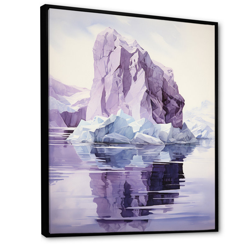 «Iceberg» mauve mystérieux - imprimé, H 20 po x l 12 po x P 1 po, Cadre flottant noir