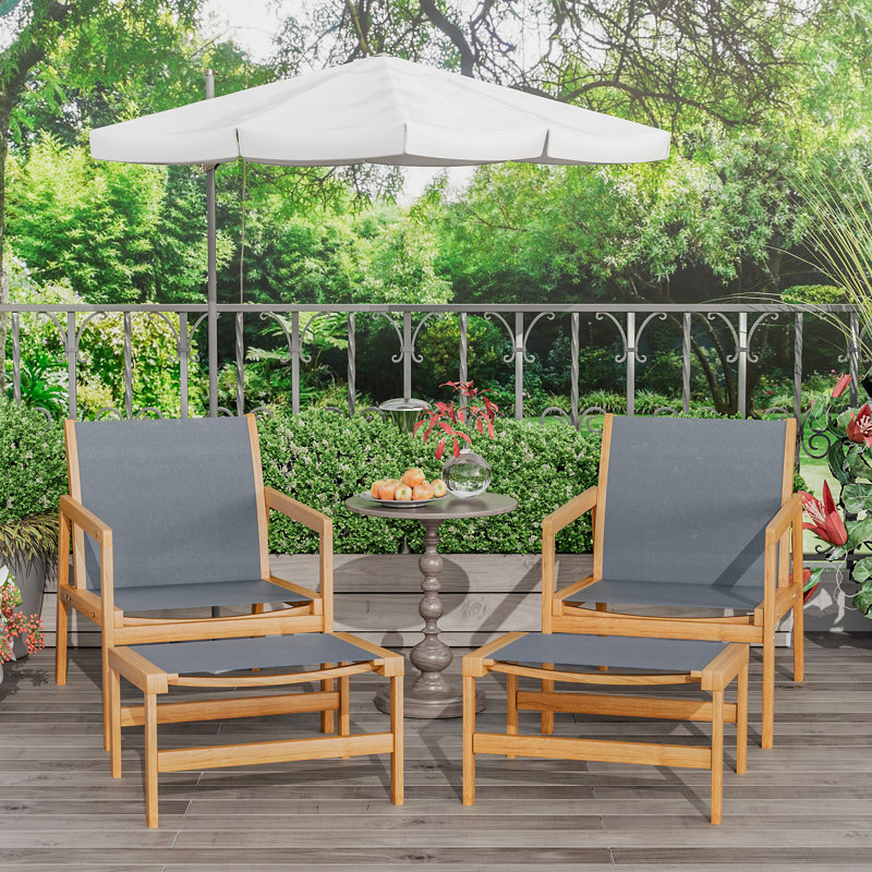 Jasibe Acacia Wood Outdoor Lounge Chair (Set of 2)