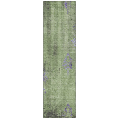 Machine Washable Indoor/Outdoor Xhevrie Aloe Rug