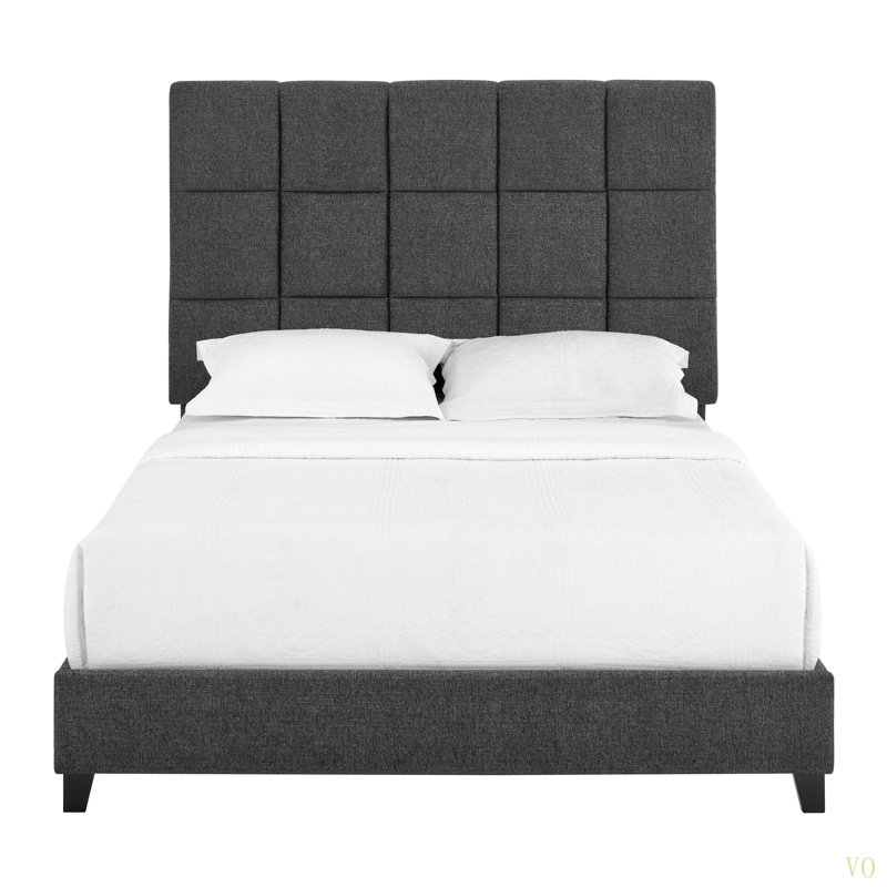 Lit plateforme tapissier grand format carrés
