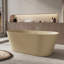 Baignoire de trempage autoportante de 63 po à surface solide, baignoire en terrazzo beige mat avec bonde centrale