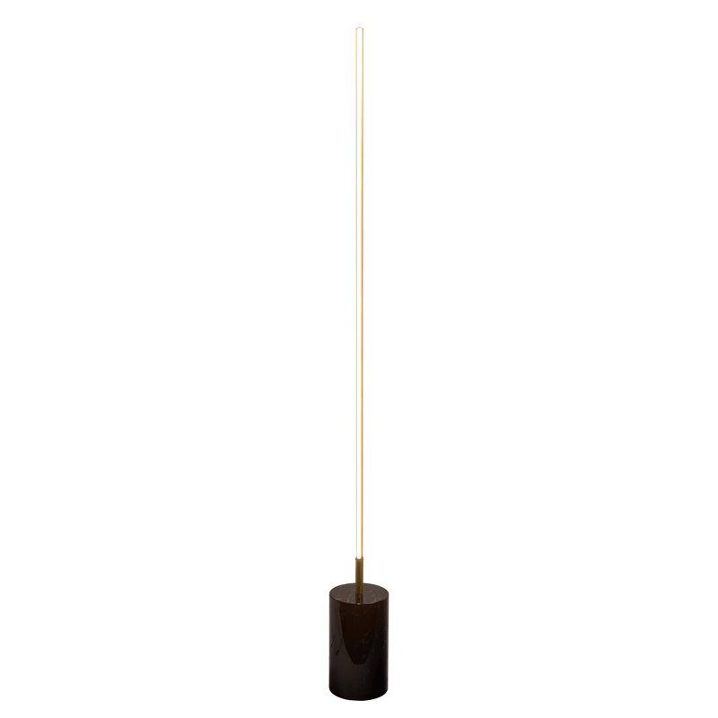 Prism Brassed Gold Led Floor Lamp With On/Off Switch Faux Marble Base