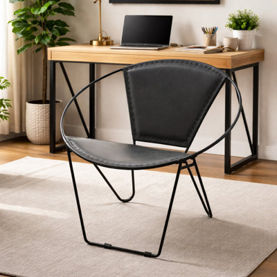 Fauteuil d'appoint en cuir Arcline - noir