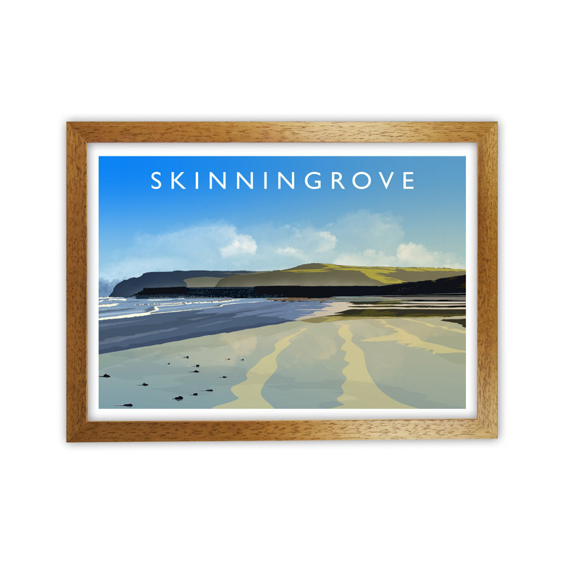 Skinningrove 2 by Richard O'Neill - Print, Brown Framed, 24cm H x 34cm W x 3cm D