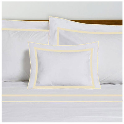 400TC Embroidery & Border Cotton Sateen Solid Duvet Cover Set