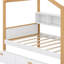 Lit maison avec deux tiroirs et espace de rangement pour bibliothèque