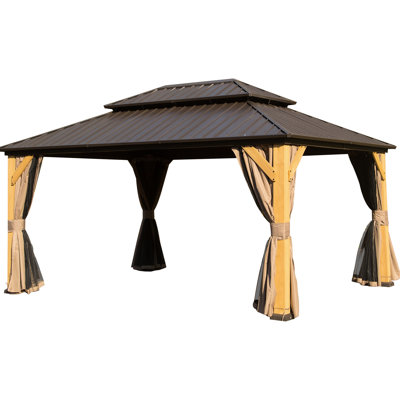 Abri de jardin en bois avec toit en acier galvanisé, pour endommager les insectes, patio, cour arrière, terrasse en bois et élégante, terrasse, pelouse