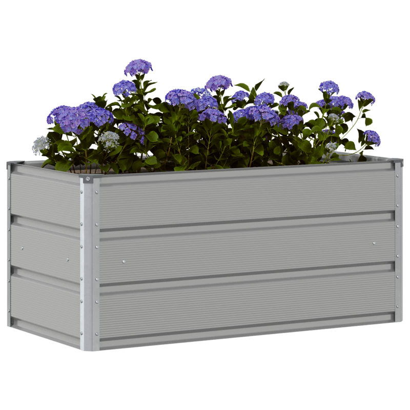  Planter 100 X 50 X 45 Cm Galvanised Steel, Light Grey