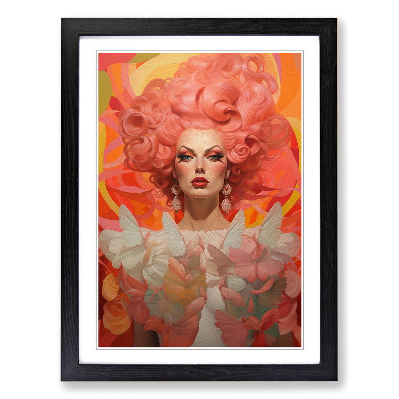 Drag Queen Classicism - Single Picture Frame Print on Wood, Black Framed, 46cm H x 34cm W