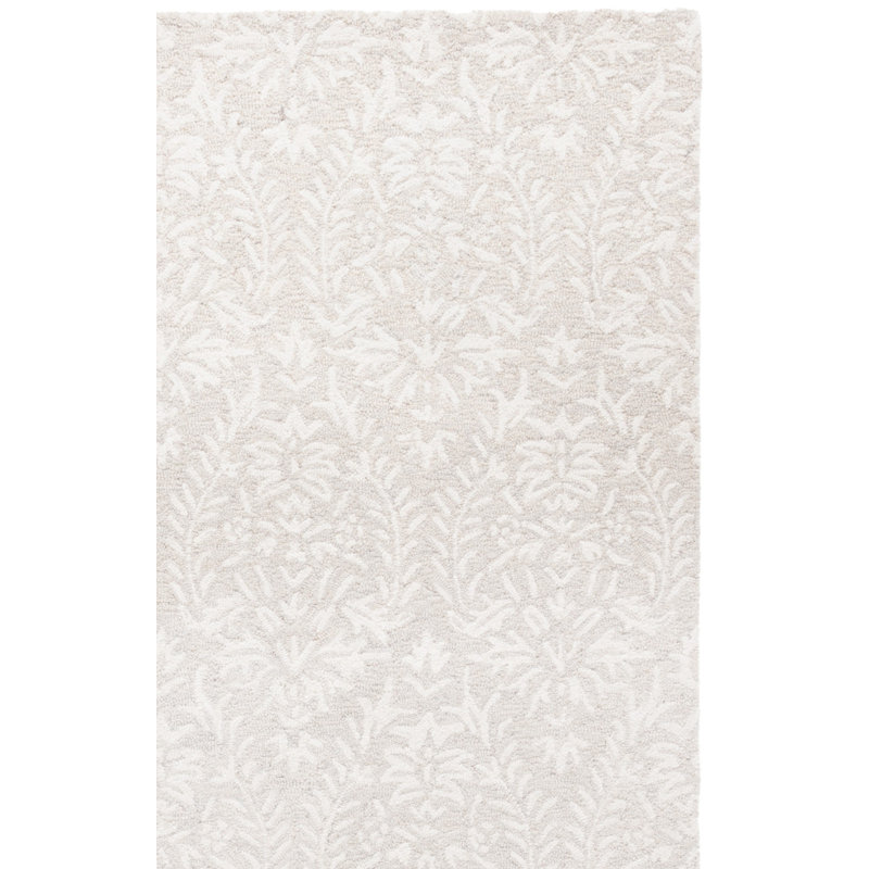 Raquele Ebony Hand Tufted Wool Pile Floral Rug, Rectangle 3' x 5'