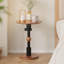 Table de bout ronde, table d'appoint à piédestal moderne de style Mid-Century 100% bois massif, petite table d'appoint pour salon, chambre à coucher, balcon, finition noyer