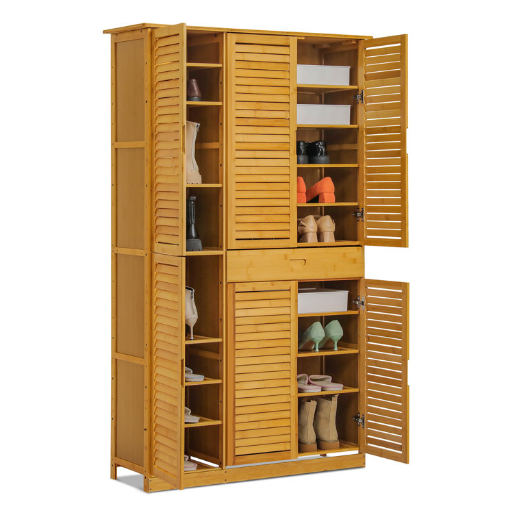 Tashhar Bamboo Shoe Rack 2 Tier Home Simple Shoe Cabinet Stackable Shelf Storage Rack for Corridor Closet Living Room Bathroom Doorway Organizer