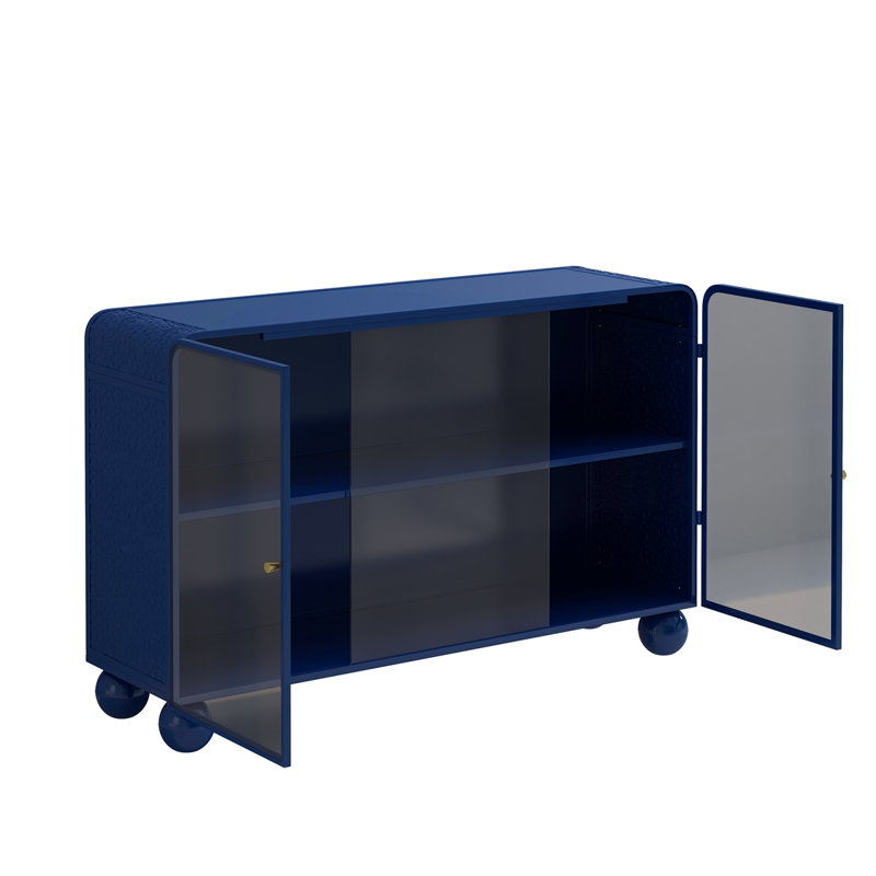 Floor-To-Ceiling Glass Storage Cabinet, Blue