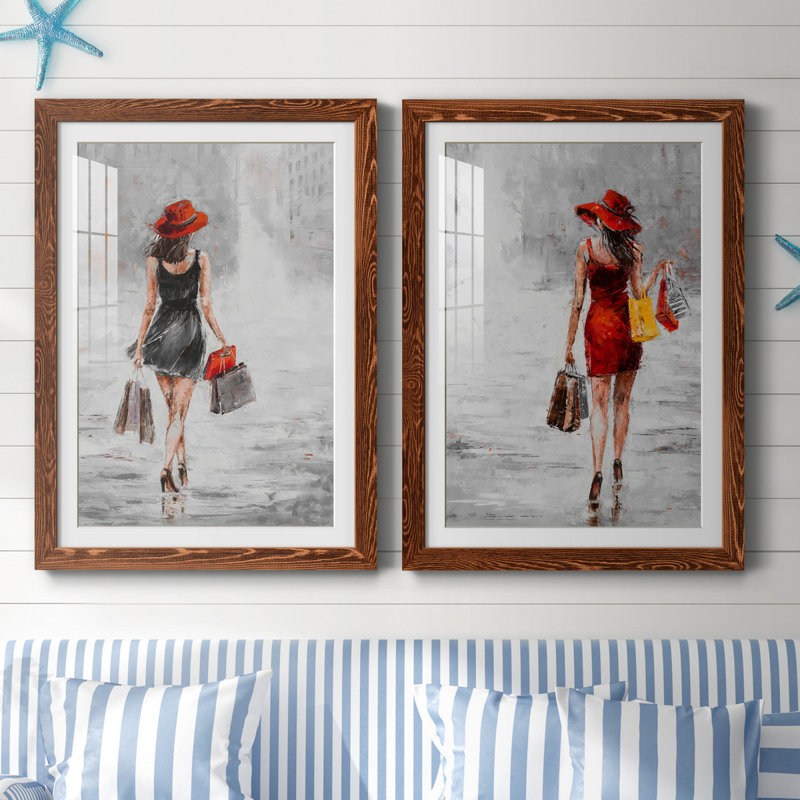 City City I - ensemble de 2 reproductions d'art, H 31,5 po x l 47 po x P 1,5 po, Papier avec cadre érable, Blanc