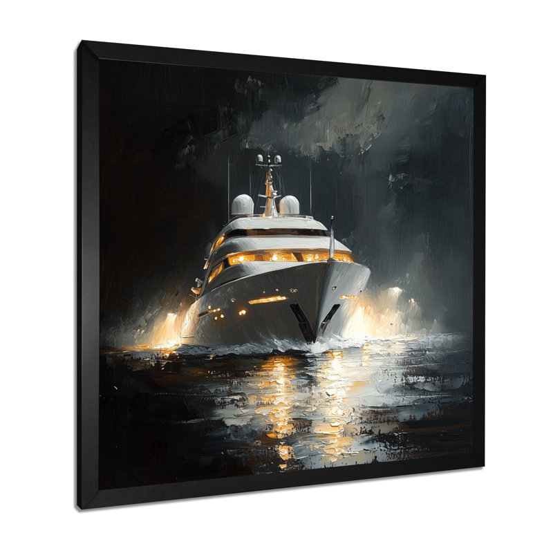 Yacht Boat Success Energy II - bateau grand art mural, Reproduction encadrée d'une seule photo, Noir, noir, noir, noir