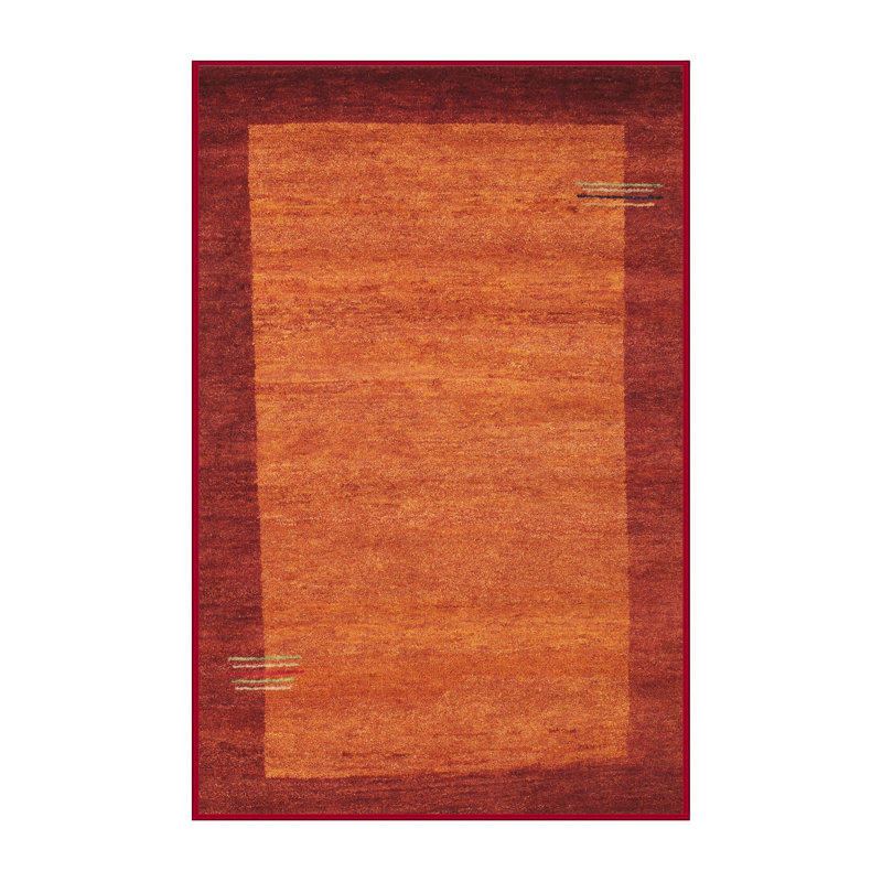 Tapis contemporain orange / rouge, Rectangle 5 pi x 8 pi