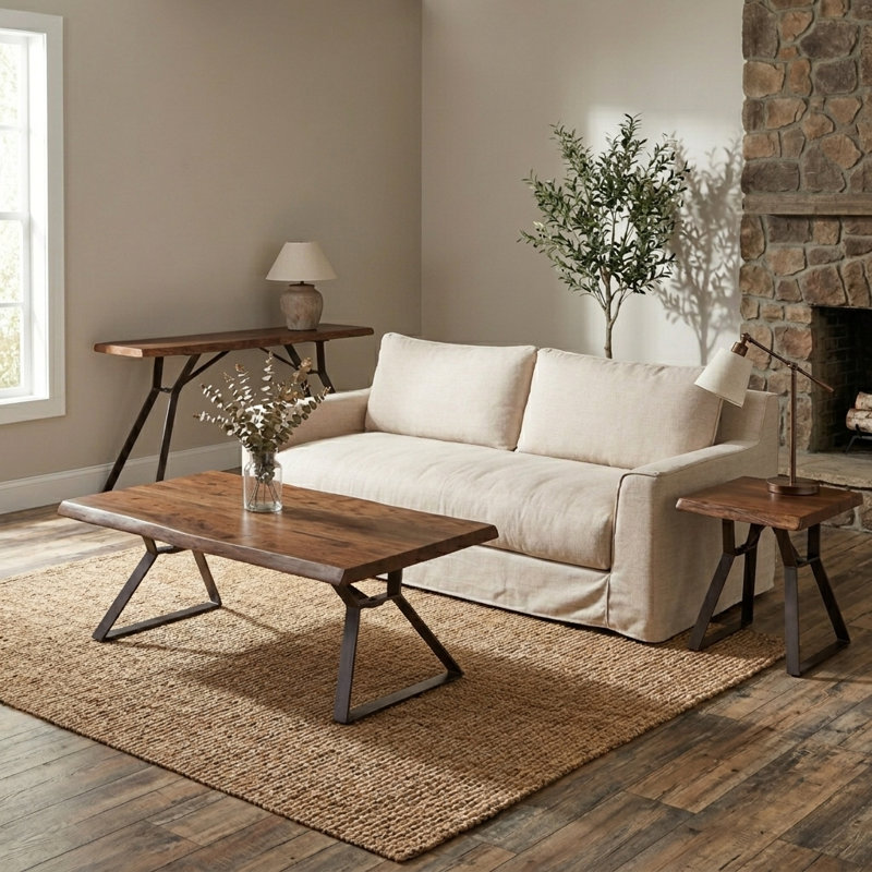 London Loft Solid Wood End Table