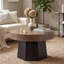 Table basse ronde en bois de 31,5 pouces, table de centre de ferme moderne avec base en bois Polygonal pour le salon