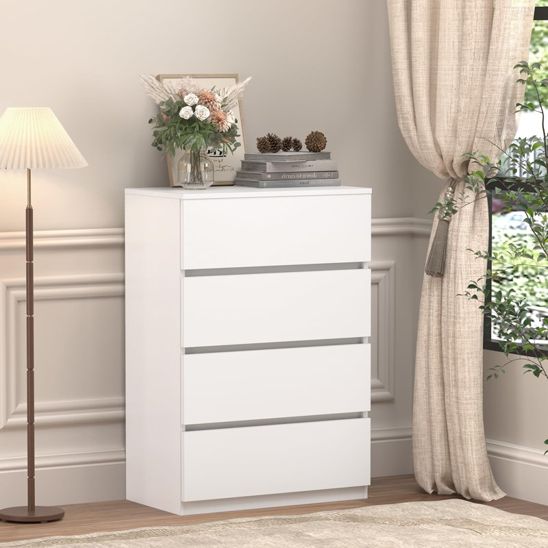 Commode 4 tiroirs, table de chevet en bois pour chambre à coucher, armoire de rangement à tiroirs de garde-robe l 23,6 po