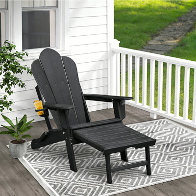 HDPE Folding Adirondack Chair With Retractable Footrest