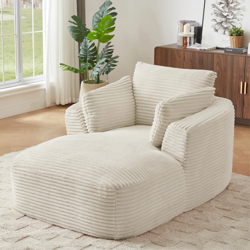 Canapé de 65 po sans os avec compression, méridienne intérieure, canapé rembourré en velours côtelé, canapé-lit Cloud, fauteuil de lecture surdimensionné pour le salon, aucun assemblage requis