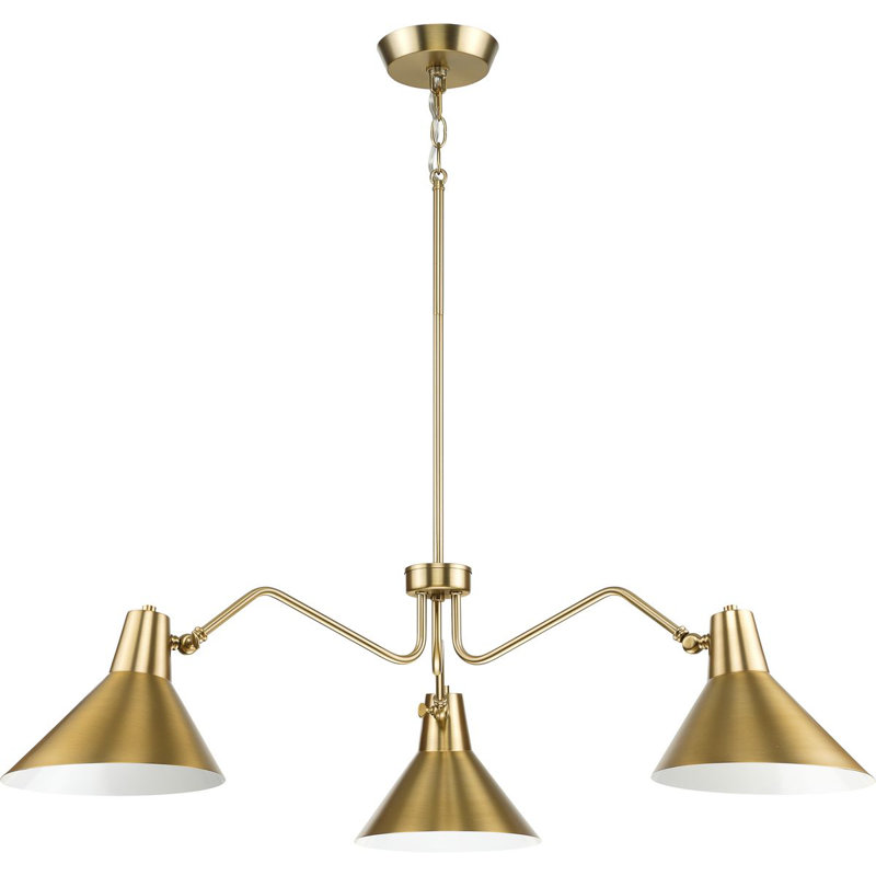 3-Light Chandelier, Bronze brossé, Or