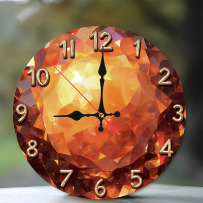Horloge orange avec chiffres dorés