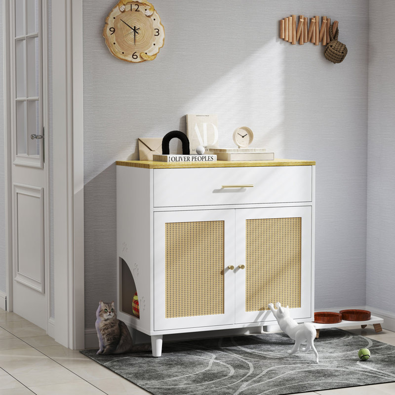 Enceinte de litière pour chat 32 "x 16" blanche avec bloc-notes