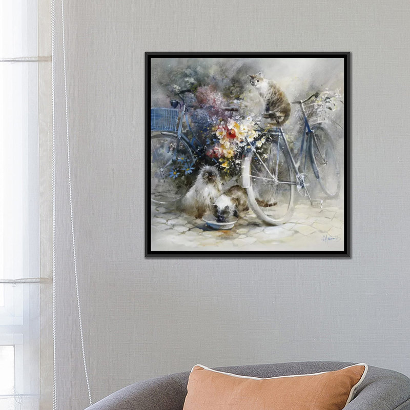 «Bicycle Race», impression sur toile, H 18 po x l 18 po x P 1,5 po, Toile avec cadre noir, Pas de tapis