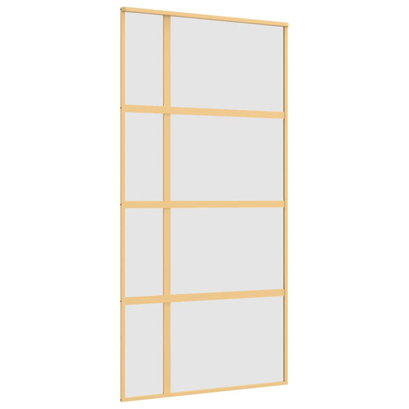 Jamarie Glass and Aluminium Barn Doors, 205cm H x 102.5cm W x 5cm D, Gold