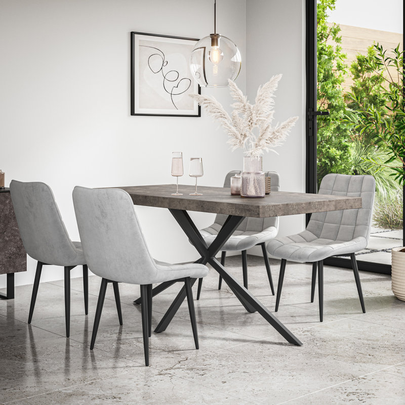 Akaalbir 6 - Person Dining Set, Grey/Black/Grey