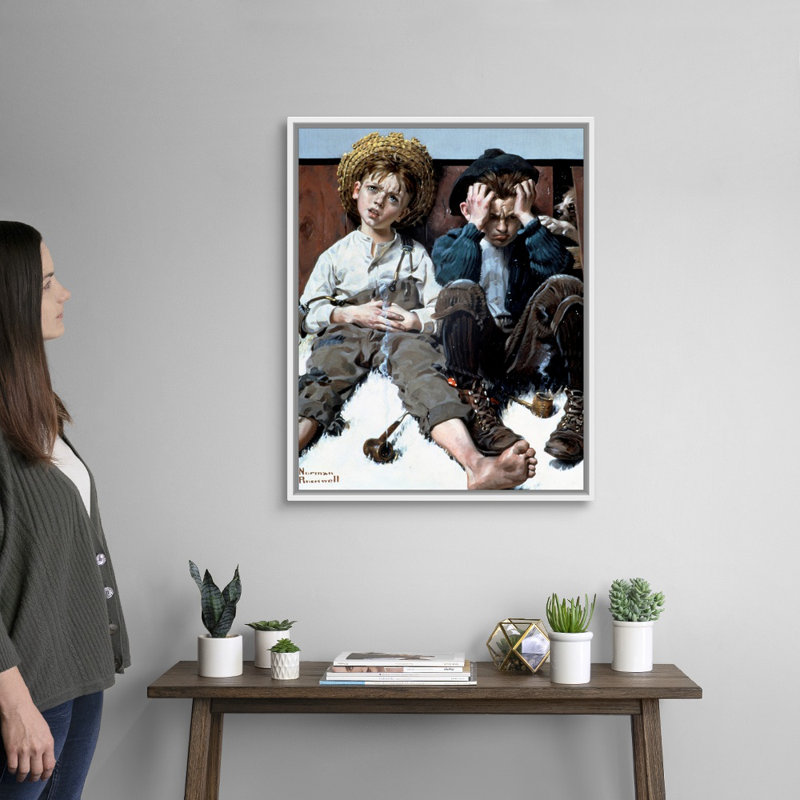 Norman Rockwell Retribution! Toile, art mural, H 32 po x l 26 po x P 1,75 po, Cadre flottant blanc