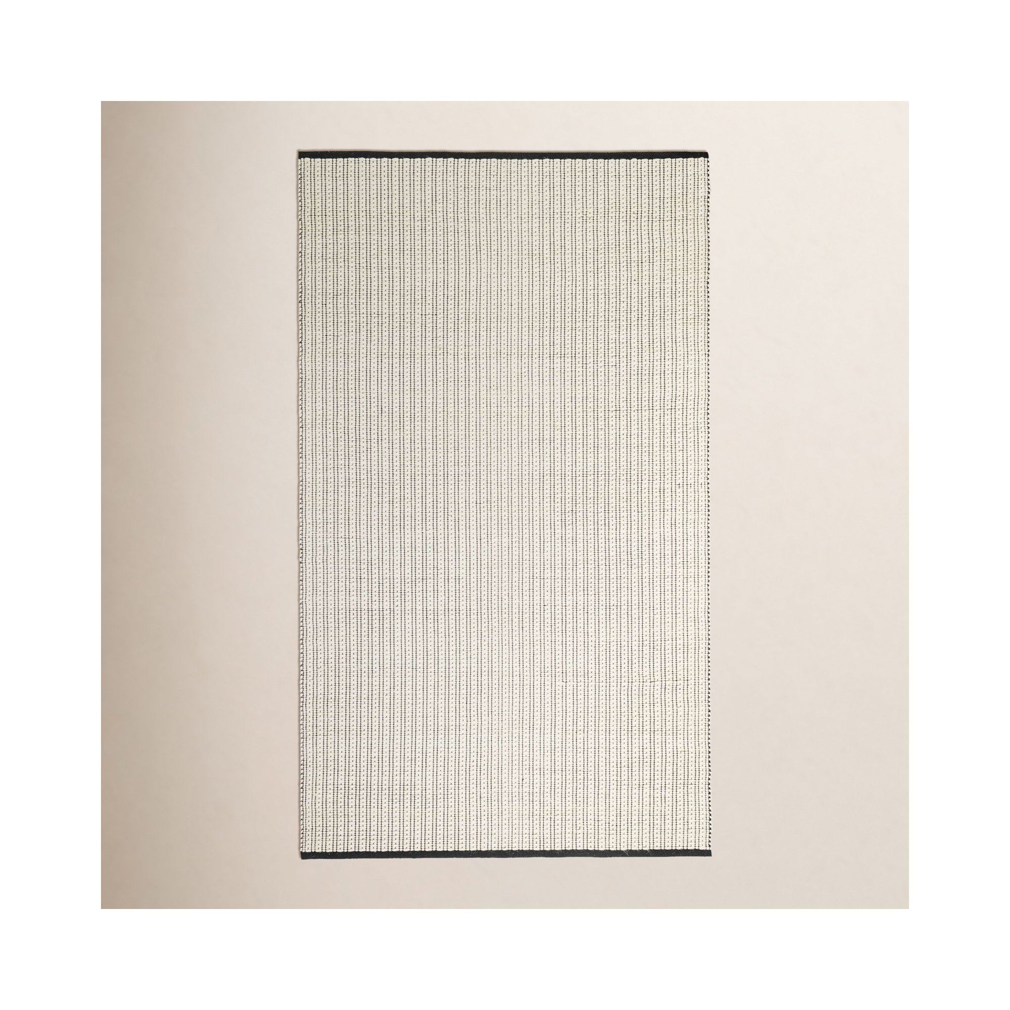 Ribbon Ivory/Black Handwoven Wool Rug, Rectangle 5' x 8'