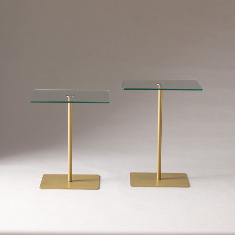 Ensemble de tables basses, Transparent, Doré