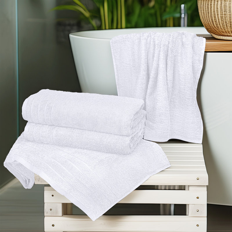100% Cotton Midweight Mulit-Size Set, Bath Towel - 4 Packs, White