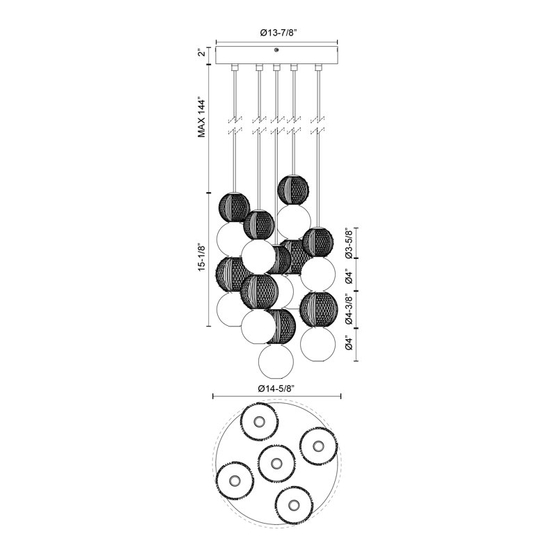 Onyx 5 - Light LED Pendant, Natural Brass