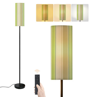 Floor Lamp stripes green teal Christmas creamy white minimalist Elegant vertical Dimmable Modern Standing Lamp with Remote Control Footswitch Bulb Lampshade Tall Pole Corner Lamp for Living Room Bedroom Office