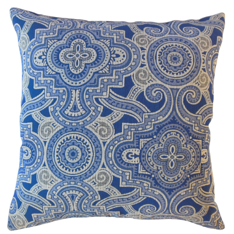 Coussin Jacory, 26 po x 26 po, Bleu, Coussin décoratif