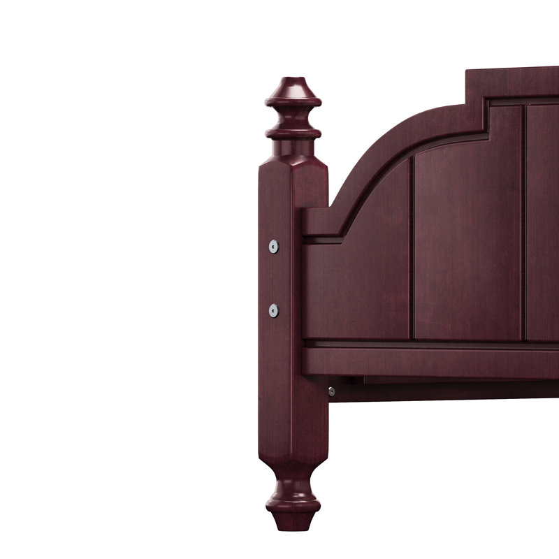 Caldera Vintage Wooden Platform Bed With Tall Headboard And Slats Support, Espresso, Queen